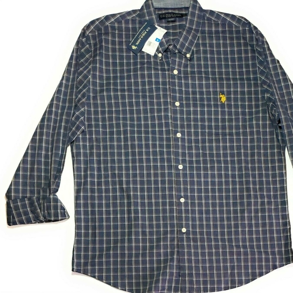 US Polo Assn XL Long Sleeve Plaid Button Front